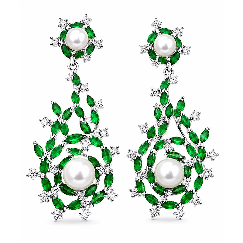 radiance-earrings-ruby-1 گوشواره ردیانس کلیو زمرد-سبز - فول نگین اتریش رنگی با سه لایه آب طلا