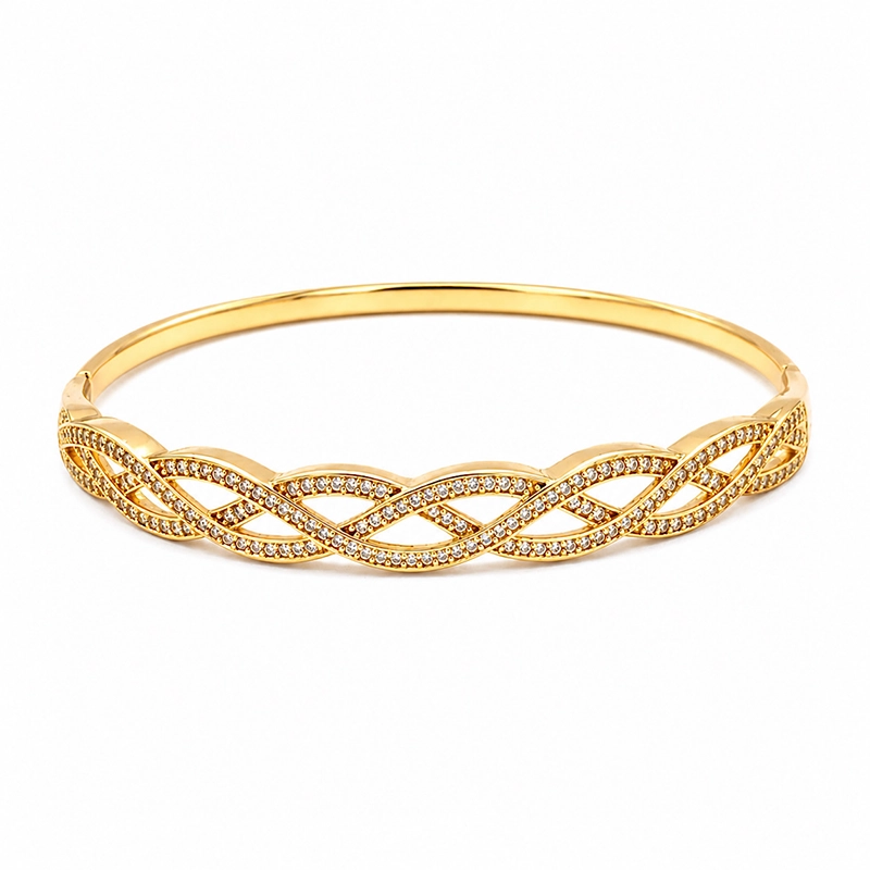 xuping-infinity-bangle-rose-gold دستبند النگویی زنانه ژوپینگ طرح بی نهایت رزگلد نگین مخراجی