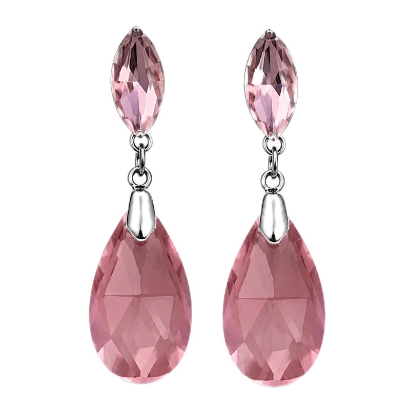 kyg026-women-earring-pink-1 گوشواره آویز زنانه مدل KYG026 صورتی با سنگ کریستال
