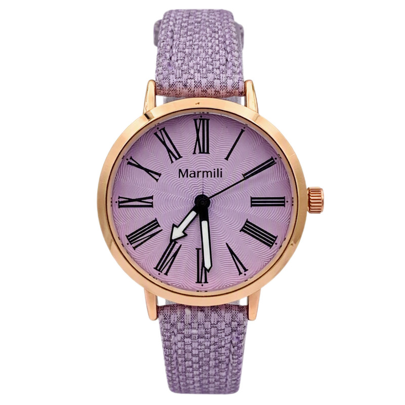 womens-lilac-rose-gold-watch.webp ساعت مچی زنانه یاسی رزگلد با بند چرمی
